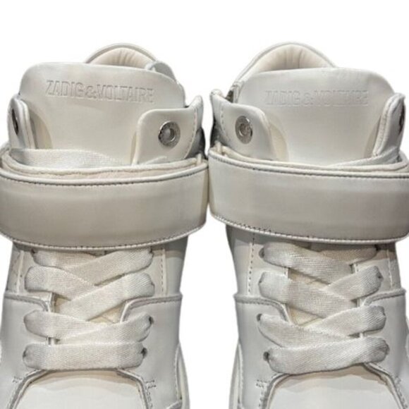 Zadig & Voltaire Flash Chunky Mid-Top Sneakers with Side Zip & Velcro Closure - Picture 9 of 12